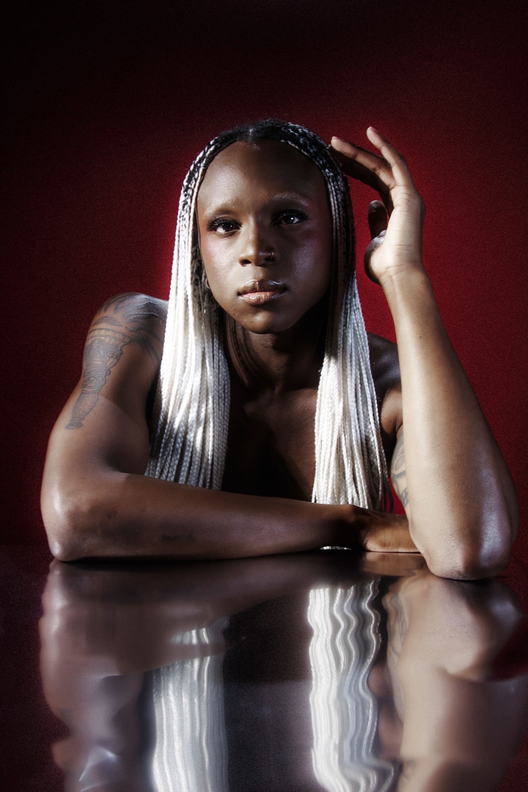 Mean Girl Machine portrait, red light